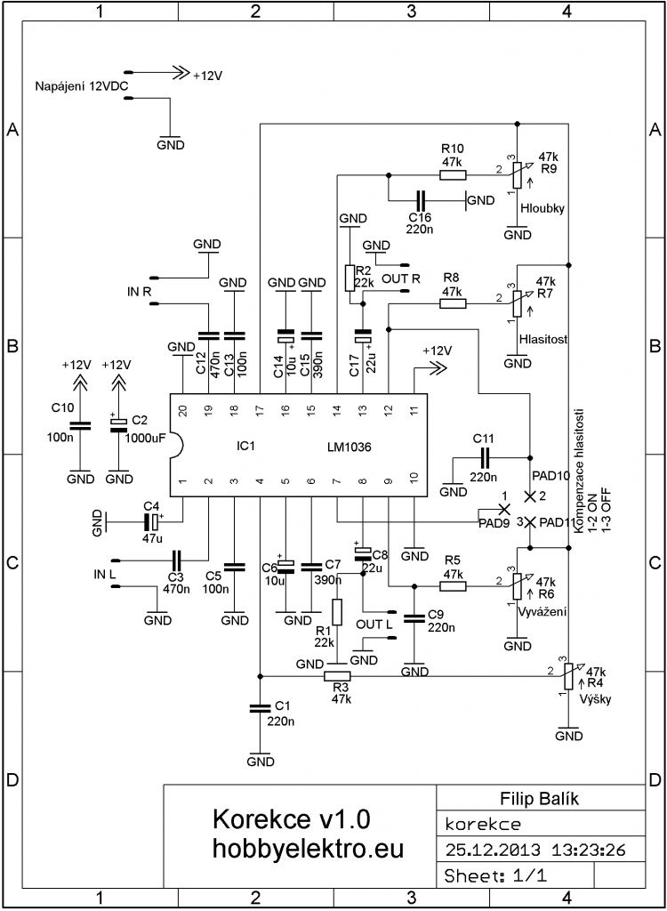korekční předzesilovač schéma