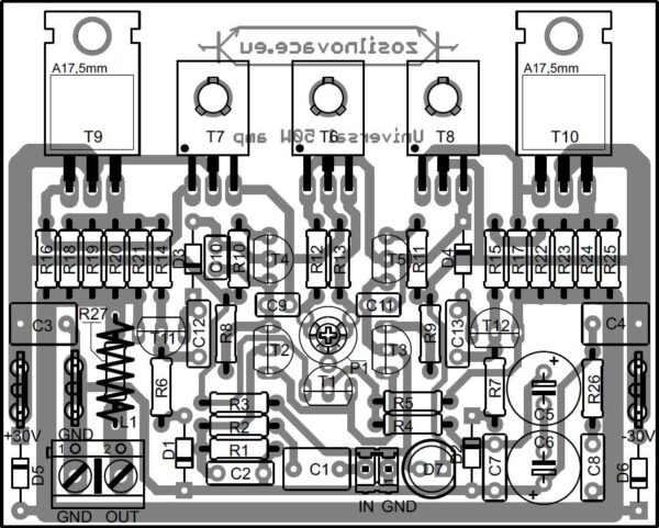 zesilovač 50w osazení